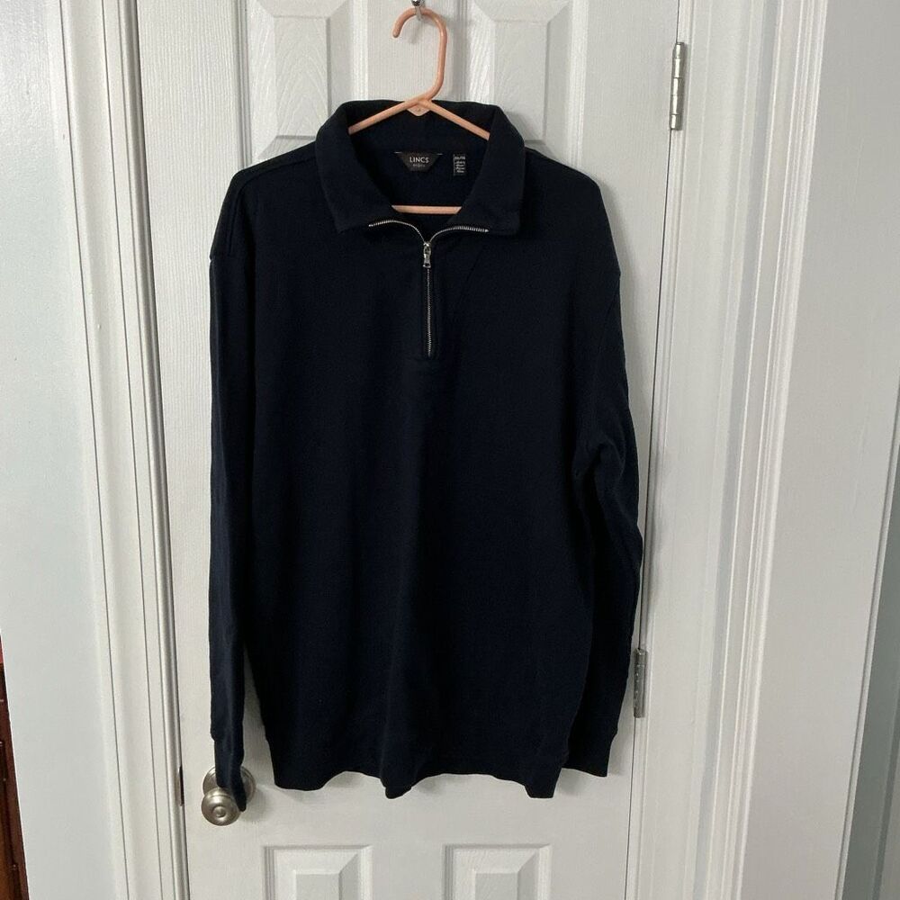LINCS DC & Co Men’s Navy Quarter-Zip Pullover Sweatshirt (XXL, 100% Cotton)